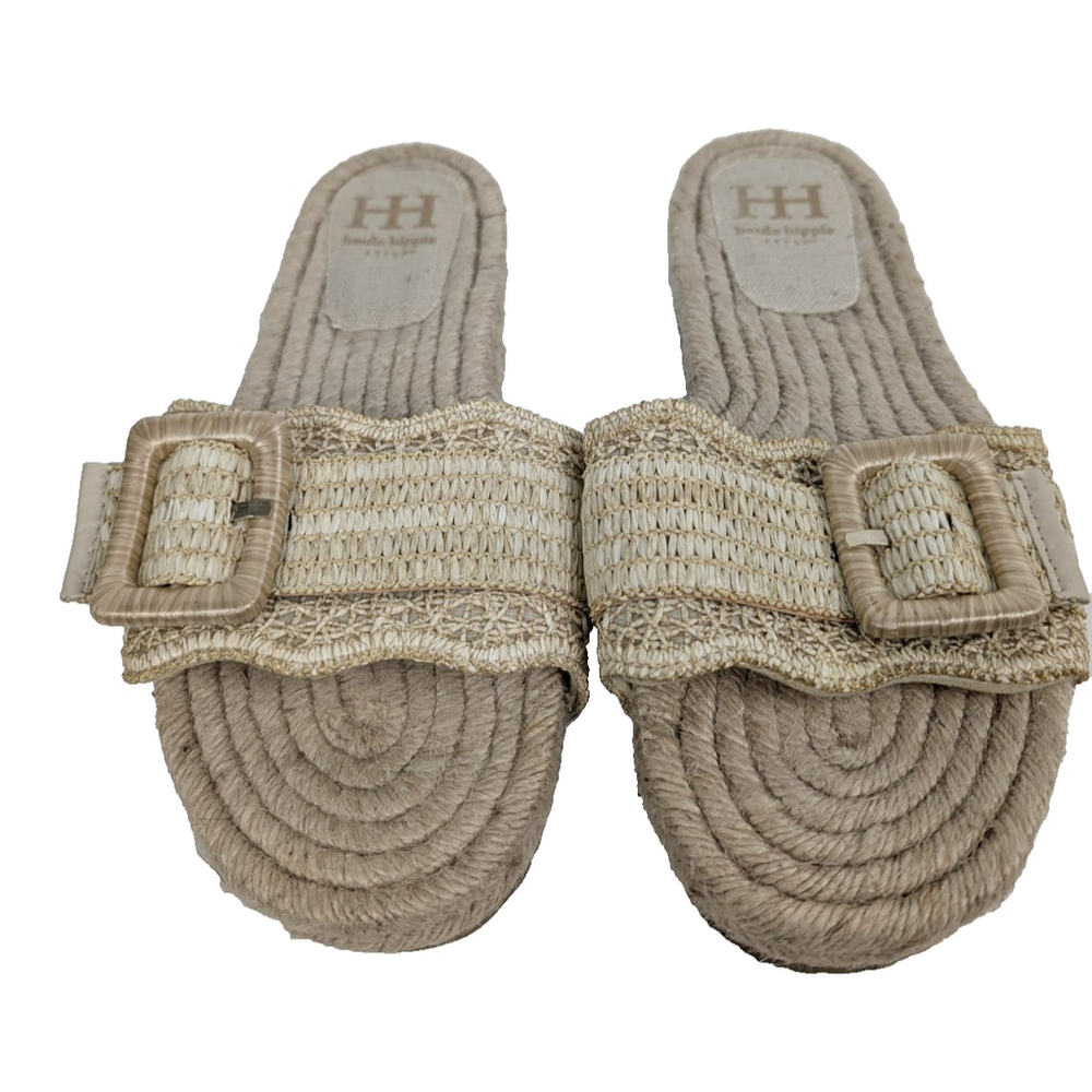 Haute Hippie Nyssa Sandals Espadrille Sole Straw Slide Size 10 Boho Peasant